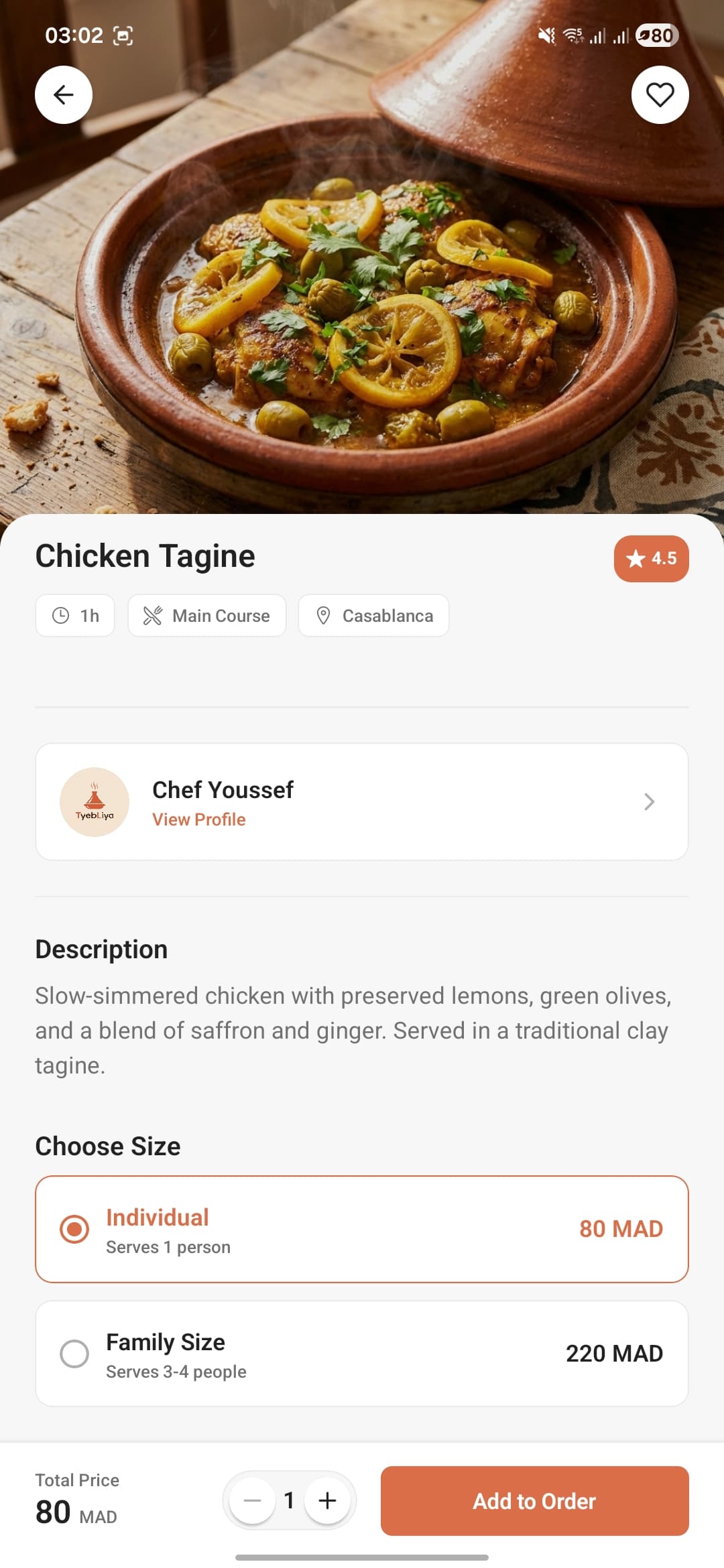 TyebLiya app — Today's Menu
